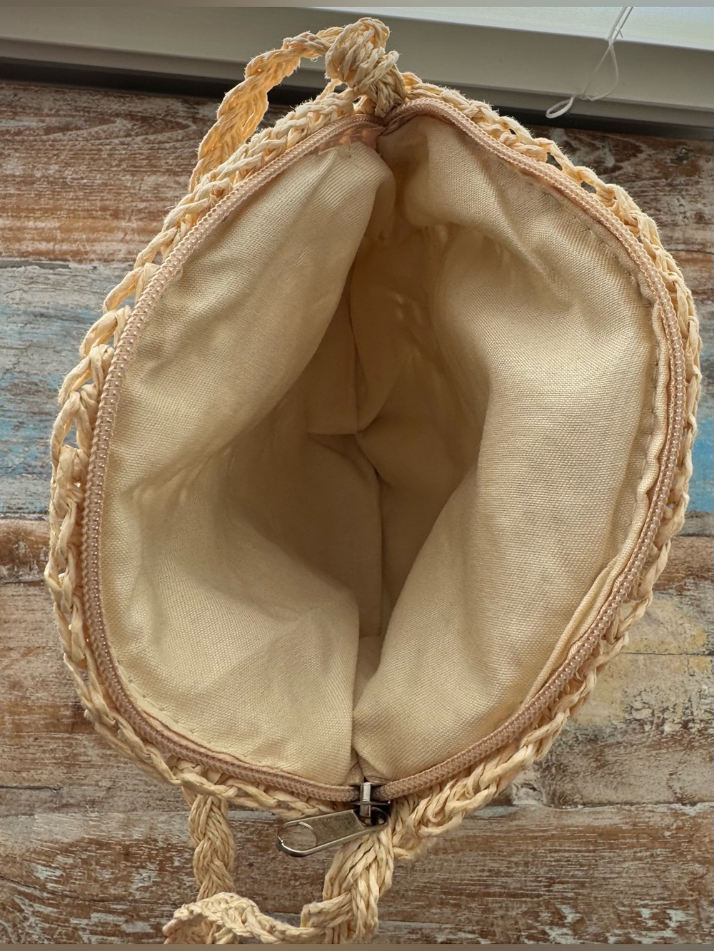 NWT🔖 Shaddow & Fish Sofia Luxe Crochet Straw Crossbody Bag Rice White - Picture 3 of 5